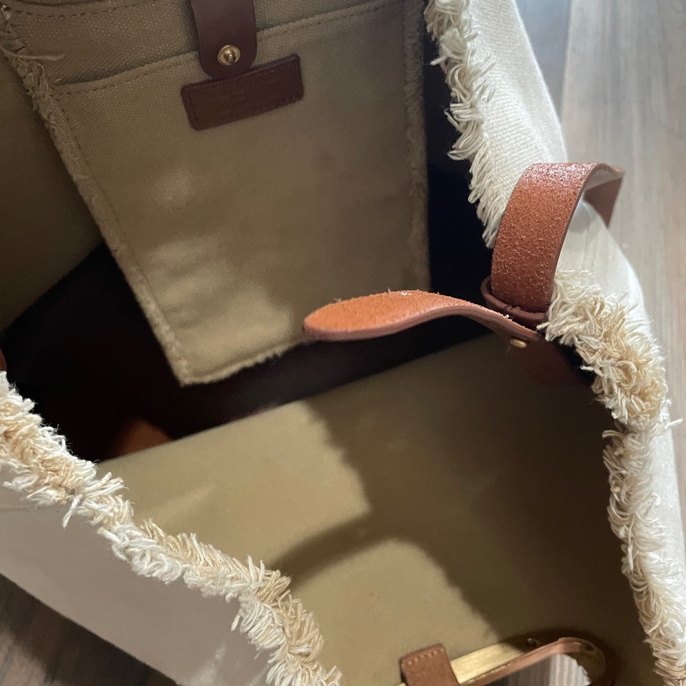 Rag & Bone Belize Canvas Tote Tan Brown Leather Shoulder Strap - Picture 14 of 14